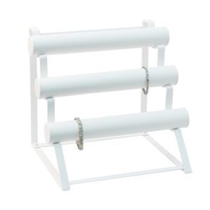 216-1BL(W)**3 level "T" bar-WHITE PU LEATHER (tube removable)
