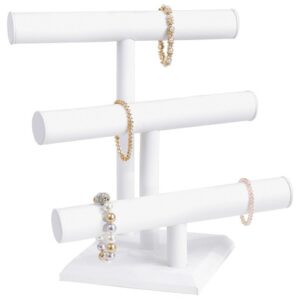 216L(W)**3-Round "T" bar - White faux leather