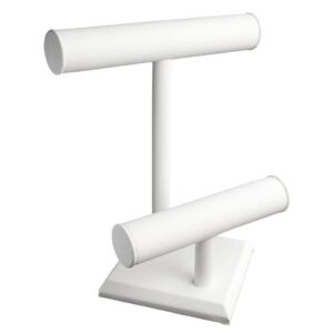 218L(W)**2-Round "T" bar - White faux leather