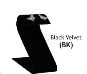 229-8(BK)**Curved Earring Stand (4"L x 2 1/4"H) -Black velvet