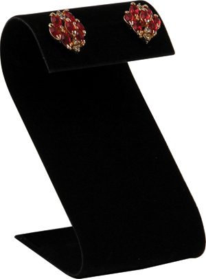 229-5(BK)**Curved Earring Stand (2"L x 3 1/4"H) -Black velvet