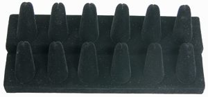 245-12(BK)**12-Finger ring stand** 2 Tier - Black velvet