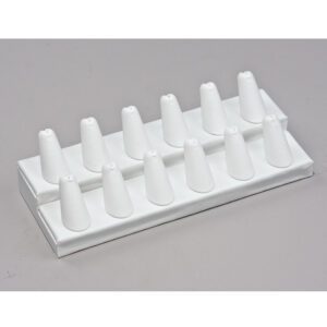 245-12L(W)**12-Finger ring stand** 2 Tier - White leather