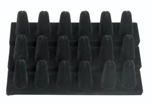 245-18(BK)**18-Finger ring stand** 3 Tier - Black velvet