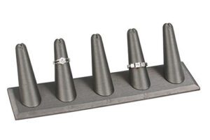 245-5R(SG)**5-Finger ring stand**rectangle base - Steel Grey
