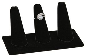 245R-3(BK)**3-Finger ring stand**rectangle base- Black velvet