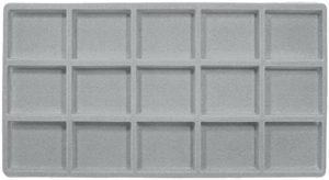 96-15(G)**Flocked full-size tray liner (15-section) - Grey