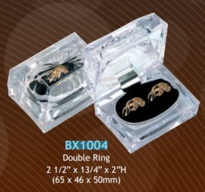 BX1004**Rectangular deluxe crystal DOUBLE RING box