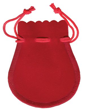 BX1302(R)**Velvet Drawstring Teardrop pouch (Red) -2.75"x2.5"