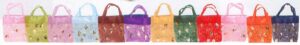 BX1513(MX)**S. Gold Floral Organza Shopping tote-12 color mix